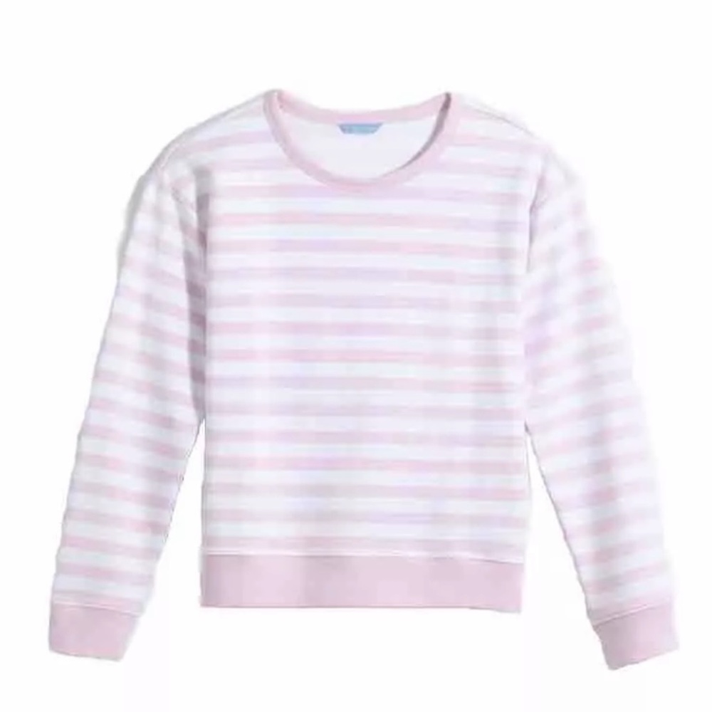Draper James Kelsea Size Large Pink Awning Stripe Sweatshirt